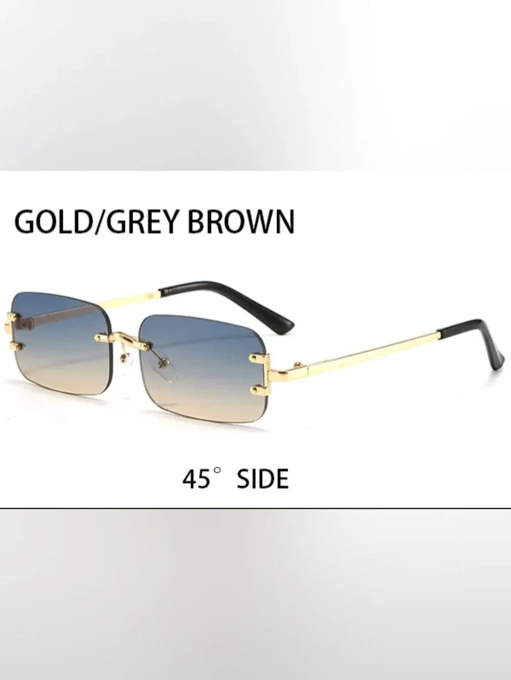 Rimless Gradient Square Sunglasses Unisex